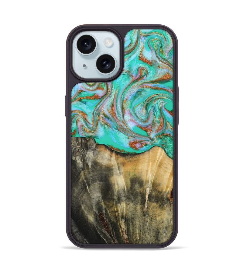 iPhone 15 Wood Phone Case - Addisyn (Green, 808887)