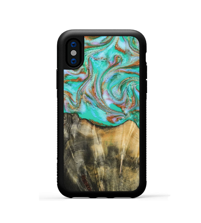 iPhone Xs Wood Phone Case - Addisyn (Green, 808887)
