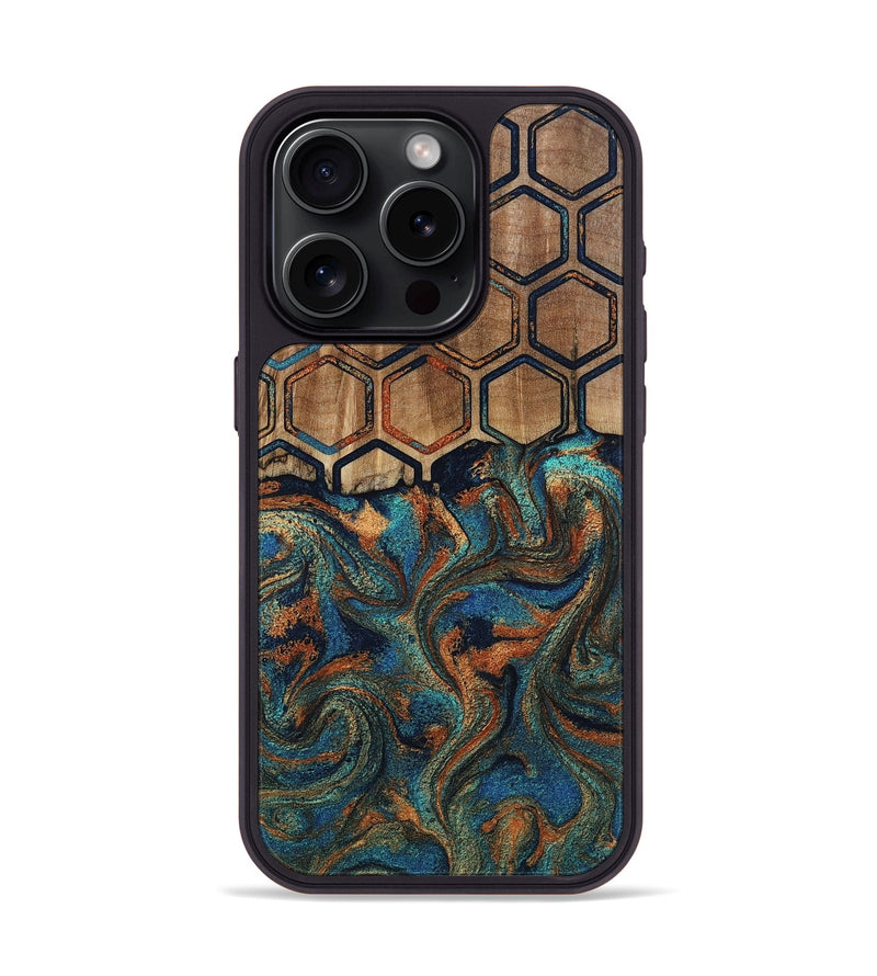 iPhone 15 Pro Wood Phone Case - Sarai (Pattern, 808888)