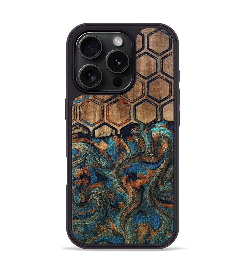 iPhone 16 Pro Wood Phone Case - Sarai (Pattern, 808888)