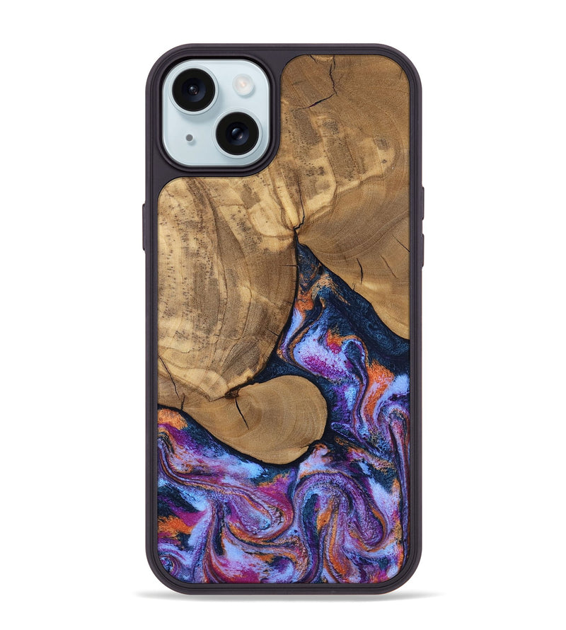 iPhone 15 Plus Wood Phone Case - Jesica (Blue, 808892)