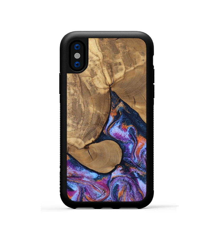 iPhone Xs Wood Phone Case - Jesica (Blue, 808892)