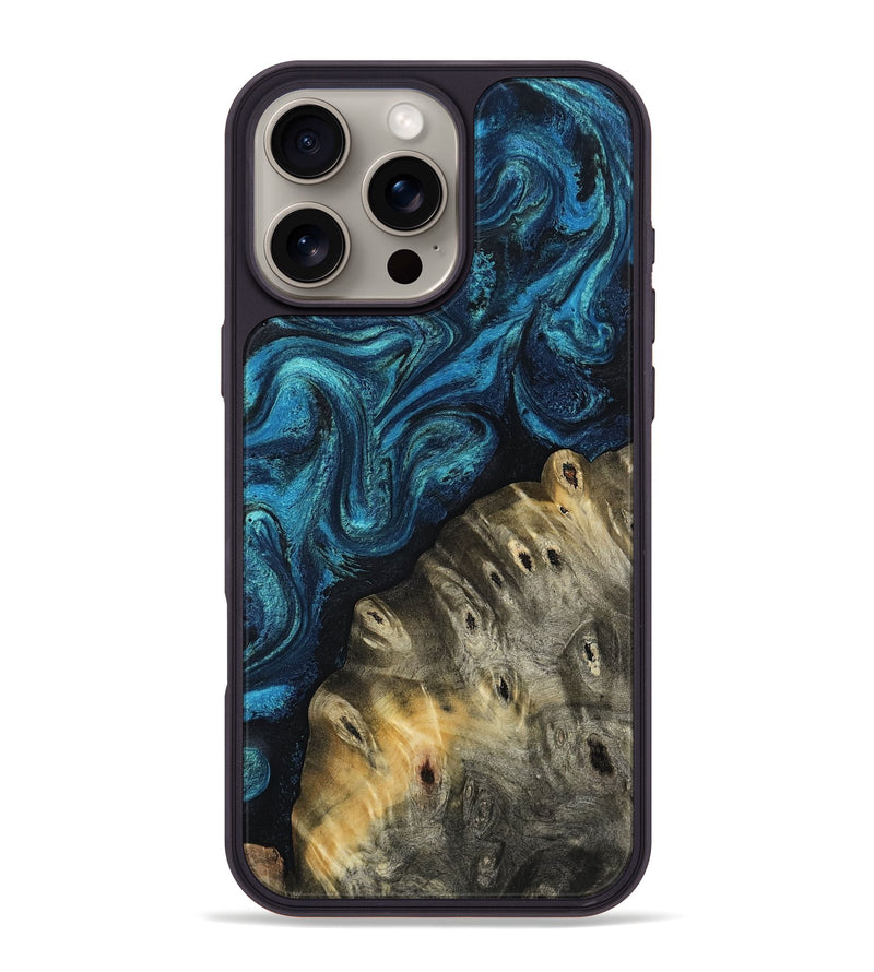 iPhone 16 Pro Max Wood Phone Case - Murphy (Blue, 808893)