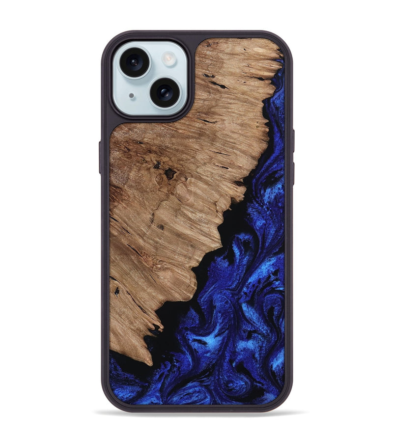 iPhone 15 Plus Wood Phone Case - Jan (Blue, 808894)