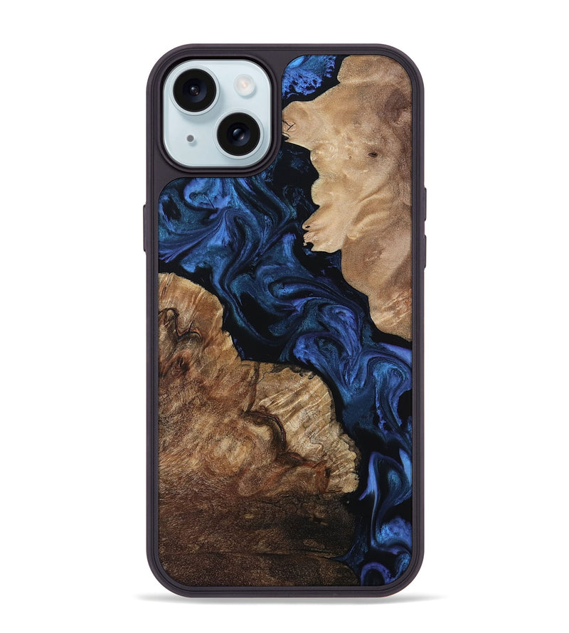 iPhone 15 Plus Wood Phone Case - Hester (Blue, 808895)