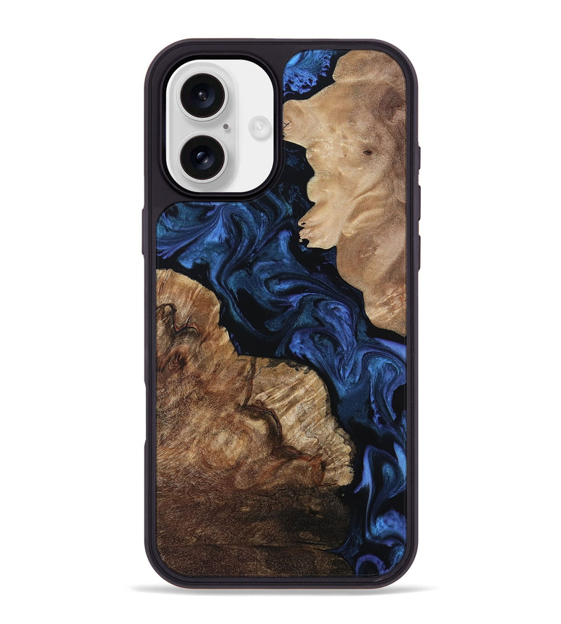 iPhone 16 Plus Wood Phone Case - Hester (Blue, 808895)