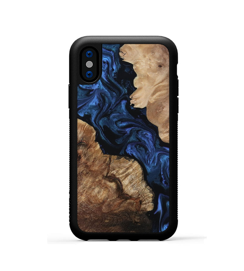 iPhone Xs Wood Phone Case - Hester (Blue, 808895)
