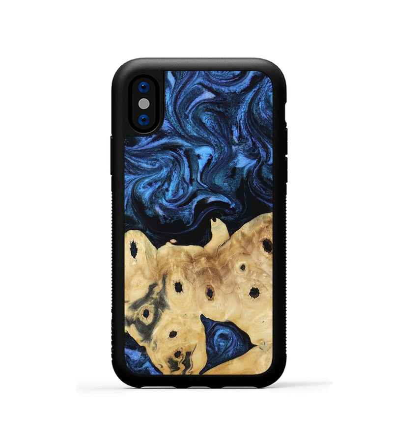 iPhone Xs Wood Phone Case - Cailyn (Blue, 808896)