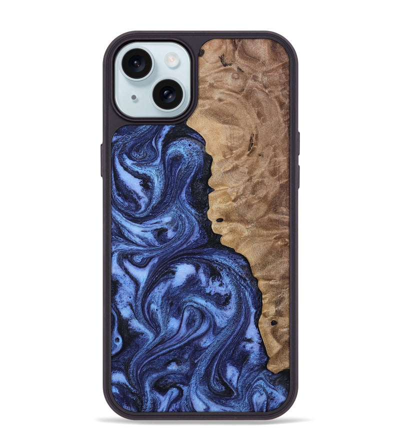 iPhone 15 Plus Wood Phone Case - Zariah (Blue, 808898)
