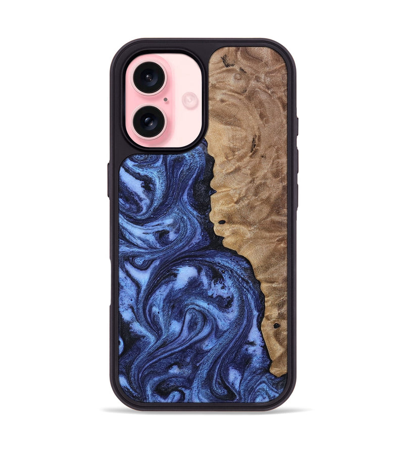iPhone 16 Wood Phone Case - Zariah (Blue, 808898)