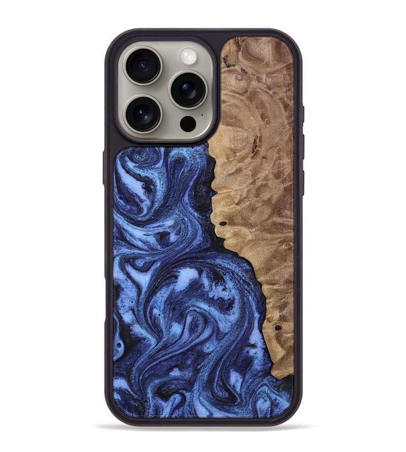 iPhone 16 Pro Max Wood Phone Case - Zariah (Blue, 808898)