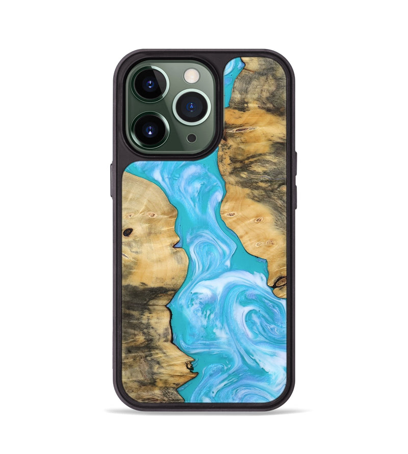 iPhone 13 Pro Wood Phone Case - Jaron (Blue, 808899)