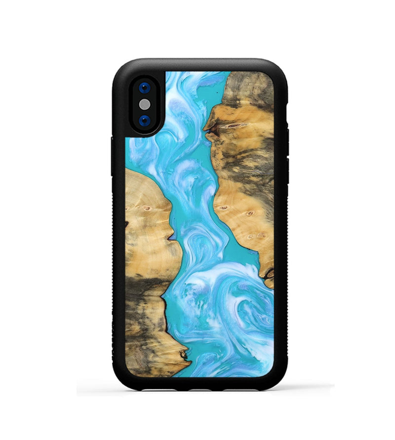 iPhone Xs Wood Phone Case - Jaron (Blue, 808899)