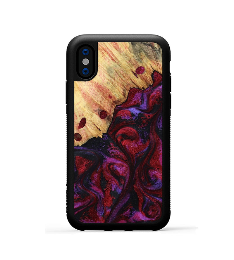 iPhone Xs Wood Phone Case - Elvin (Red, 808903)