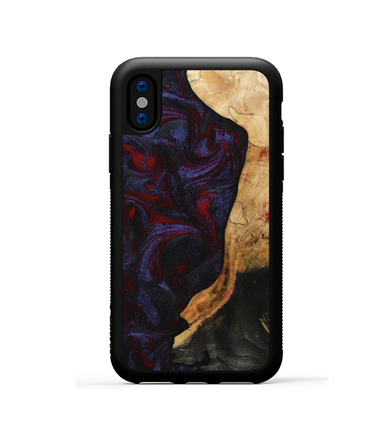 iPhone Xs Wood Phone Case - Erich (Red, 808909)