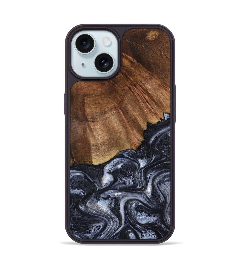 iPhone 15 Wood Phone Case - Rick (Black & White, 808910)
