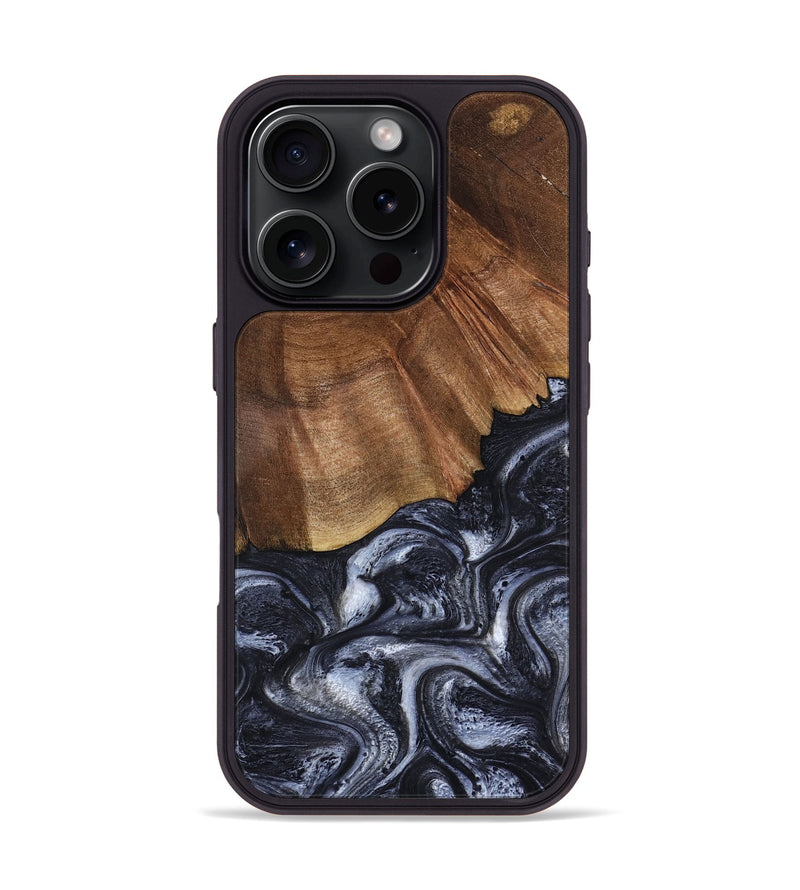 iPhone 16 Pro Wood Phone Case - Rick (Black & White, 808910)