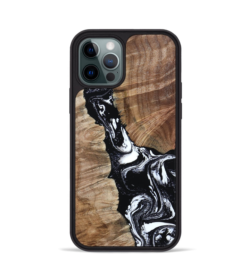 iPhone 12 Pro Wood Phone Case - Arlo (Black & White, 808911)