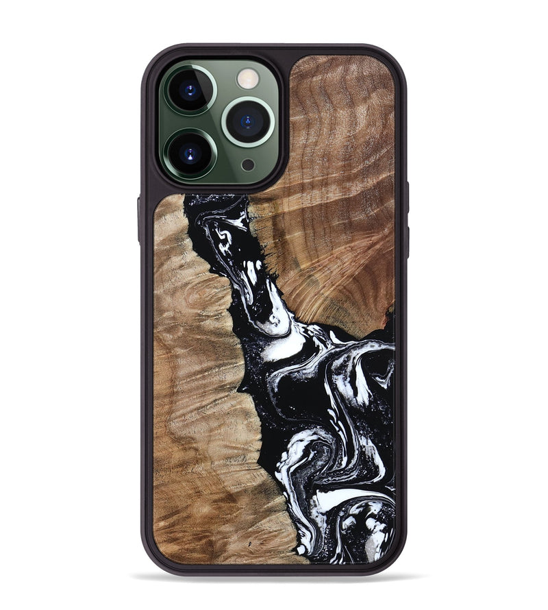 iPhone 13 Pro Max Wood Phone Case - Arlo (Black & White, 808911)