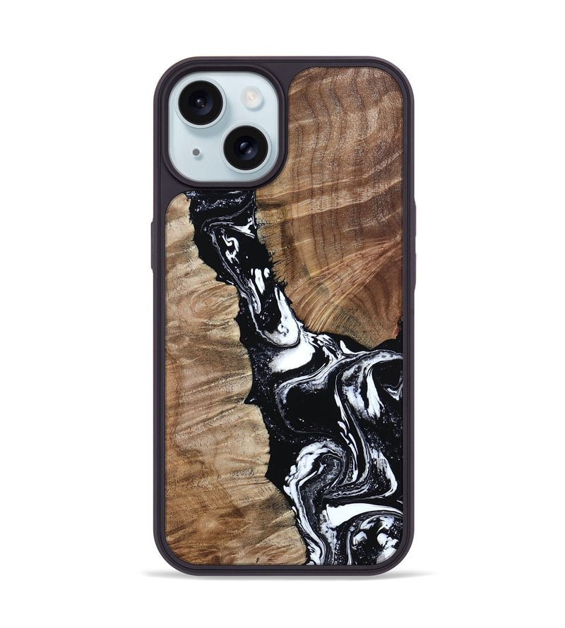 iPhone 15 Wood Phone Case - Arlo (Black & White, 808911)