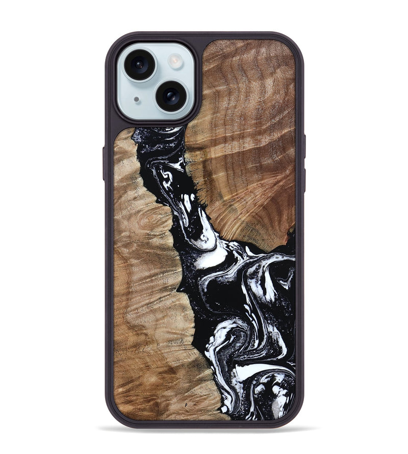 iPhone 15 Plus Wood Phone Case - Arlo (Black & White, 808911)