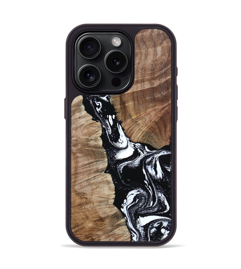 iPhone 15 Pro Wood Phone Case - Arlo (Black & White, 808911)