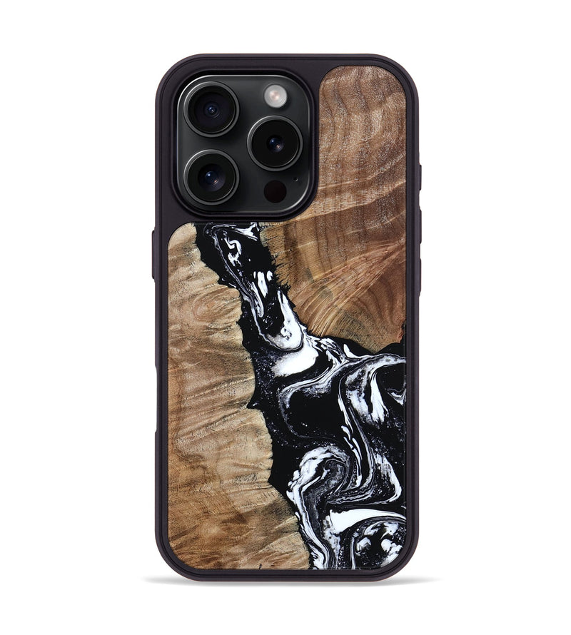 iPhone 16 Pro Wood Phone Case - Arlo (Black & White, 808911)