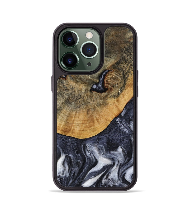 iPhone 13 Pro Wood Phone Case - Shyla (Black & White, 808912)