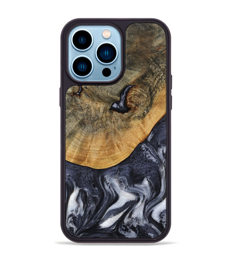 iPhone 14 Pro Max Wood Phone Case - Shyla (Black & White, 808912)