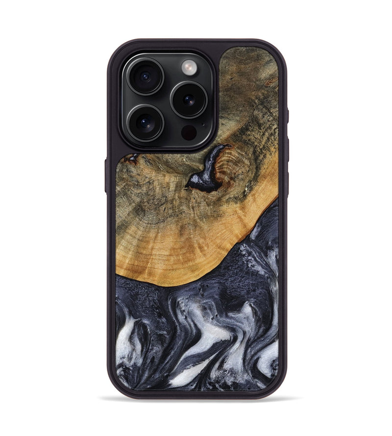 iPhone 15 Pro Wood Phone Case - Shyla (Black & White, 808912)