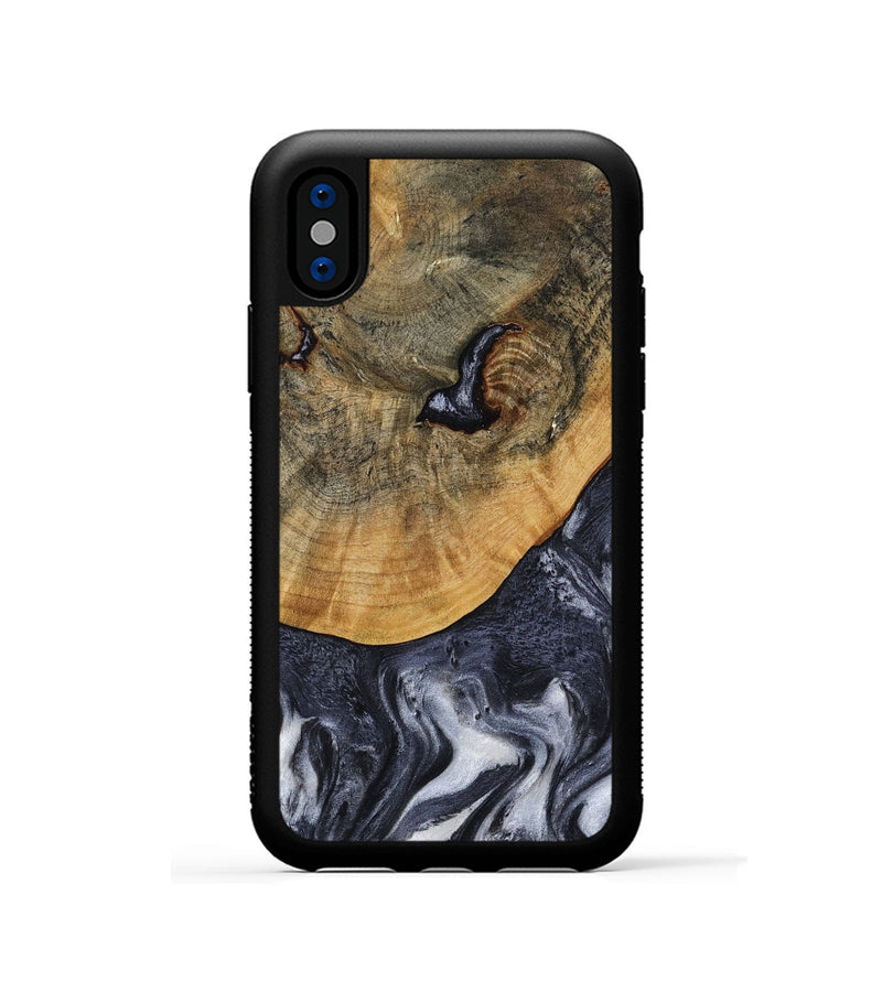 iPhone Xs Wood Phone Case - Shyla (Black & White, 808912)