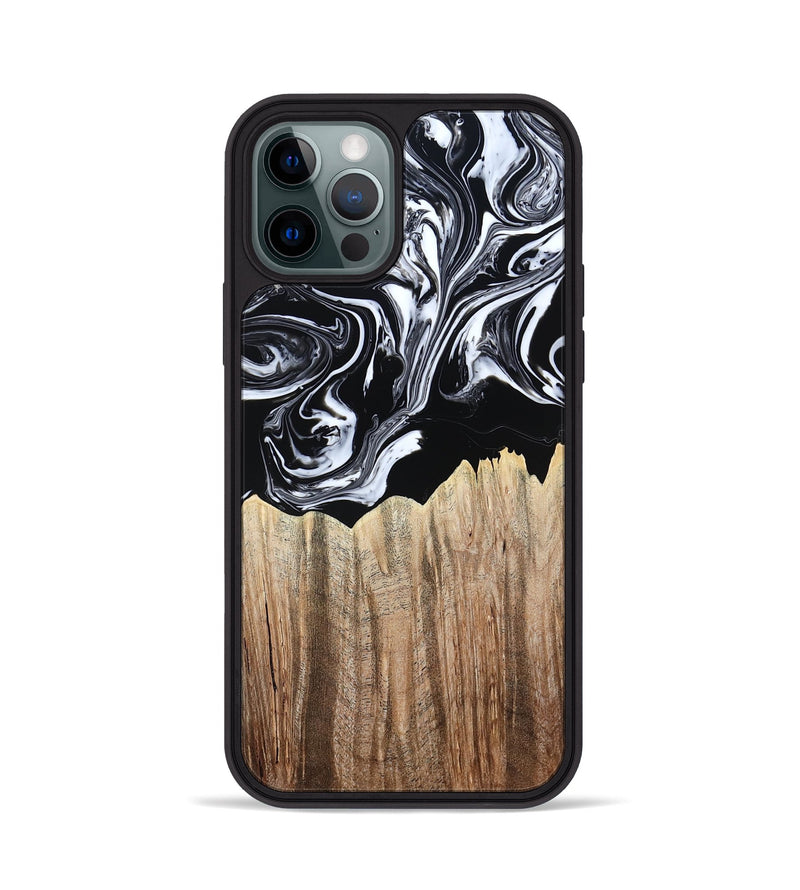 iPhone 12 Pro Wood Phone Case - Betsy (Black & White, 808913)