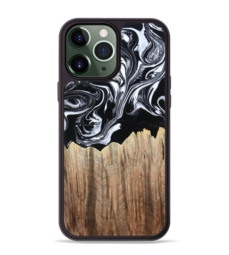 iPhone 13 Pro Max Wood Phone Case - Betsy (Black & White, 808913)