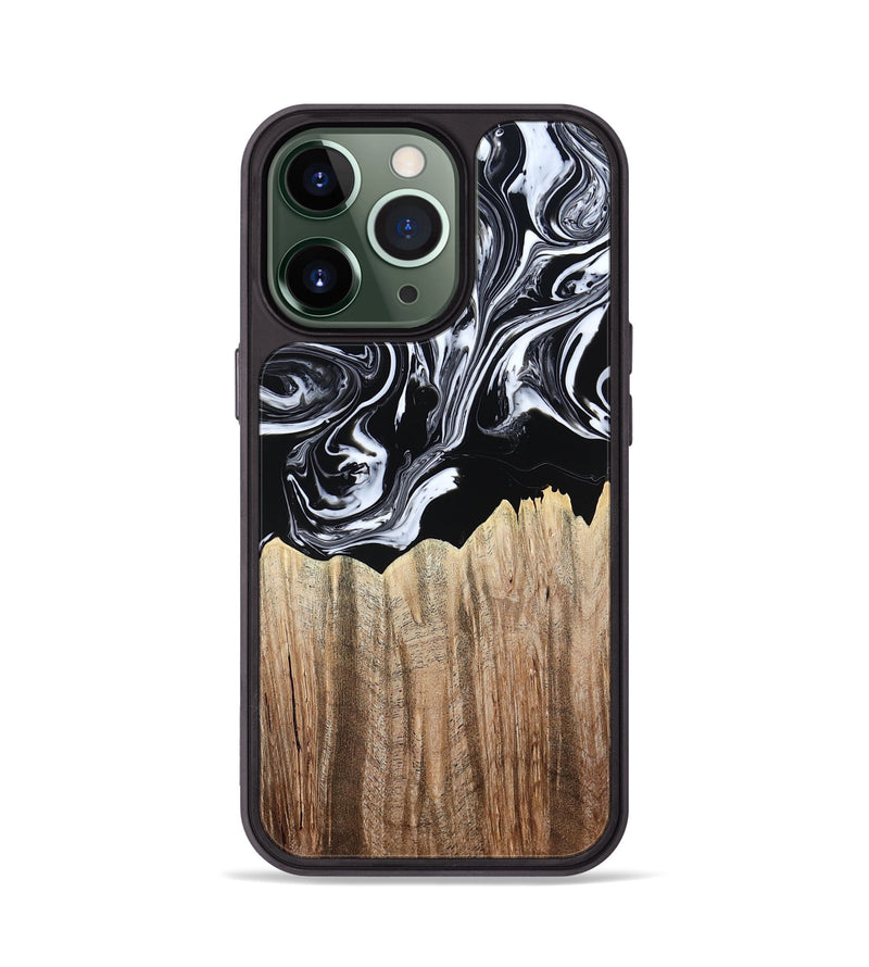 iPhone 13 Pro Wood Phone Case - Betsy (Black & White, 808913)