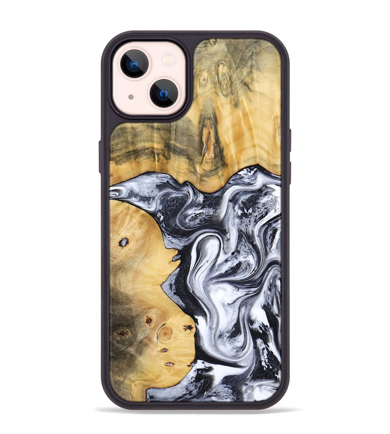 iPhone 14 Plus Wood Phone Case - Nallely (Black & White, 808914)