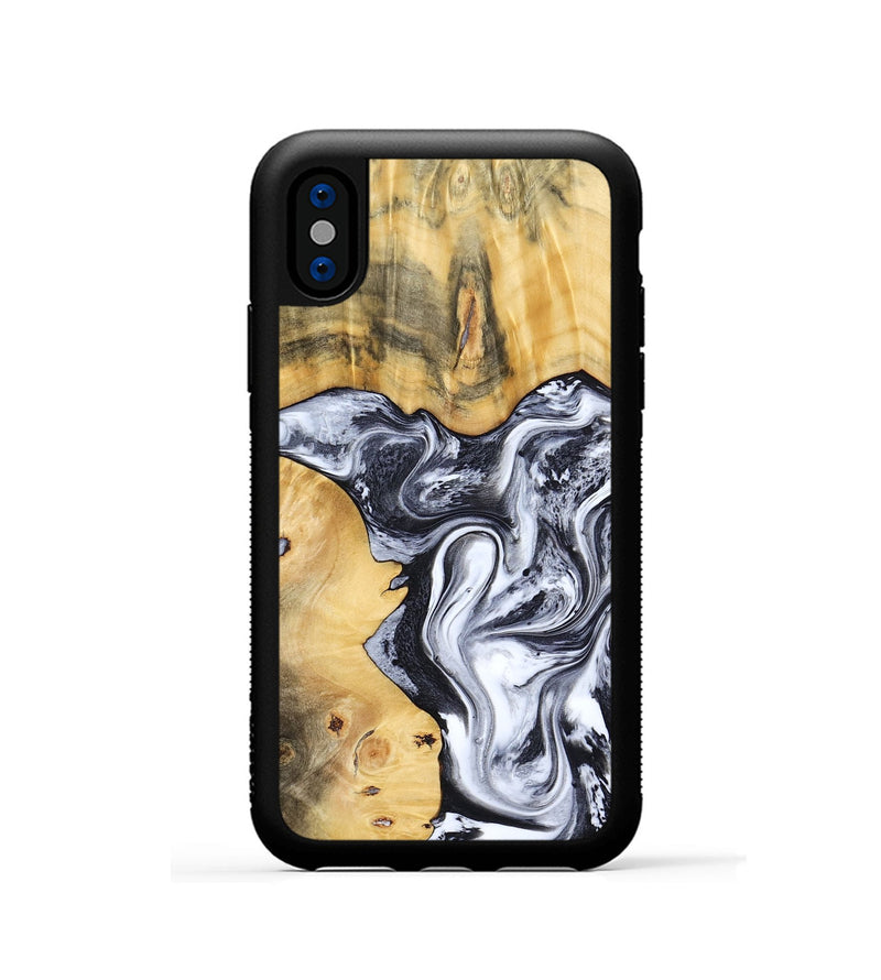 iPhone Xs Wood Phone Case - Nallely (Black & White, 808914)