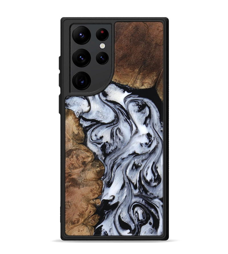 Galaxy S22 Ultra Wood Phone Case - Aries (Black & White, 808915)
