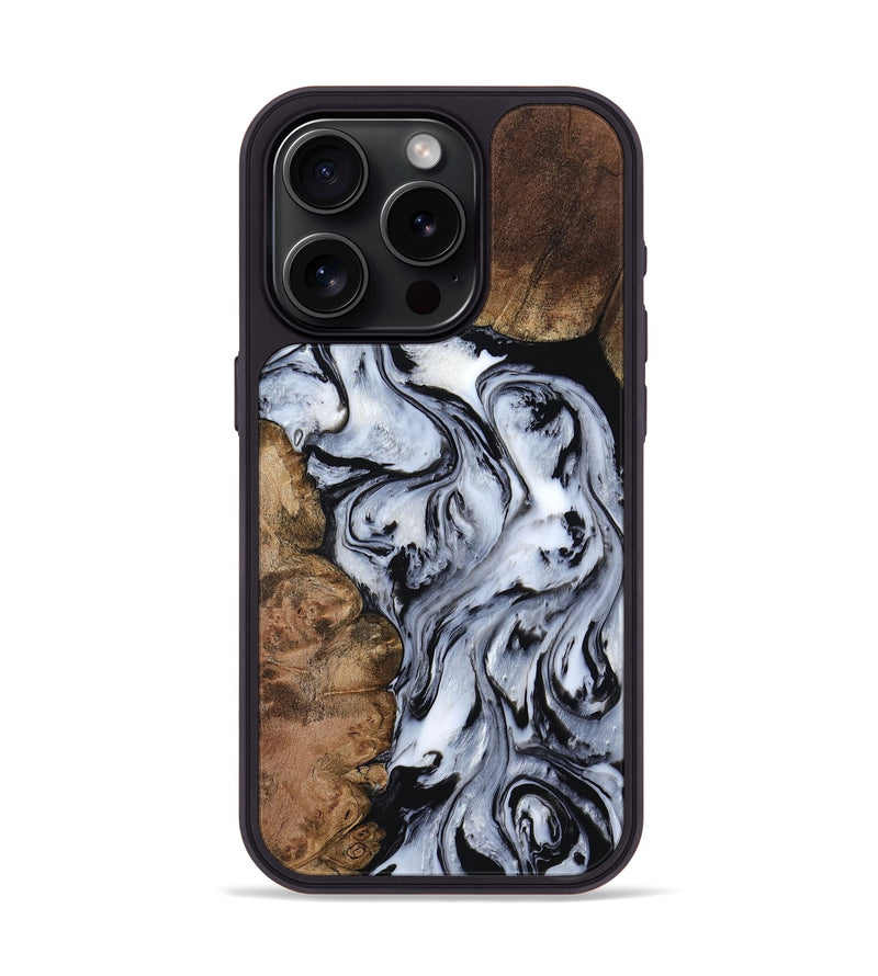 iPhone 15 Pro Wood Phone Case - Aries (Black & White, 808915)