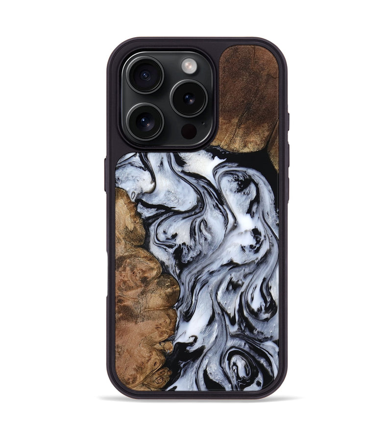 iPhone 16 Pro Wood Phone Case - Aries (Black & White, 808915)