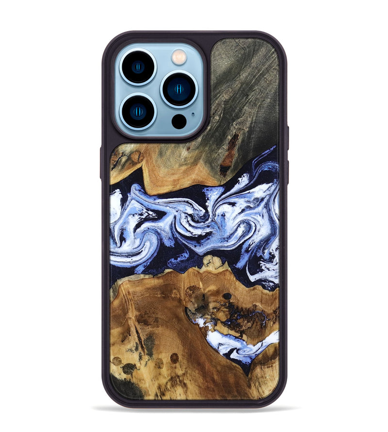 iPhone 14 Pro Max Wood Phone Case - Melba (Blue, 808916)