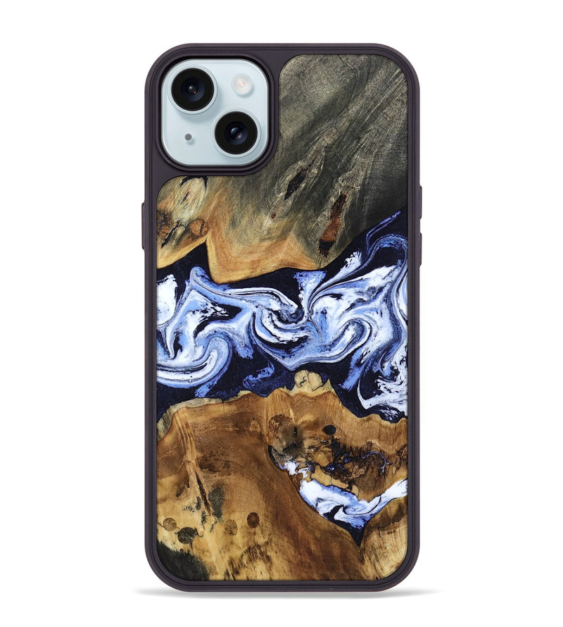 iPhone 15 Plus Wood Phone Case - Melba (Blue, 808916)