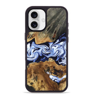 iPhone 16 Plus Wood Phone Case - Melba (Blue, 808916)