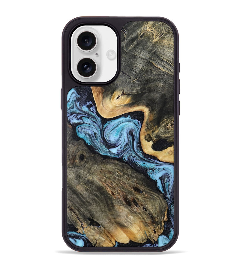 iPhone 16 Plus Wood Phone Case - Neil (Blue, 808917)