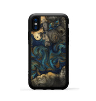 iPhone Xs Wood Phone Case - Kate (Teal & Gold, 808926)