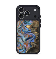 iPhone 17 Pro Wood Phone Case - Dejah (Teal & Gold, 808927)