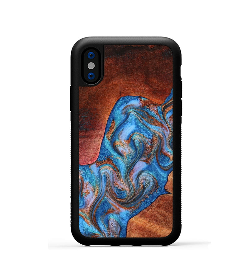 iPhone Xs Wood Phone Case - Kahlil (Teal & Gold, 808928)