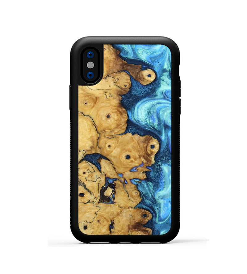 iPhone Xs Wood Phone Case - Madelyn (Blue, 808946)