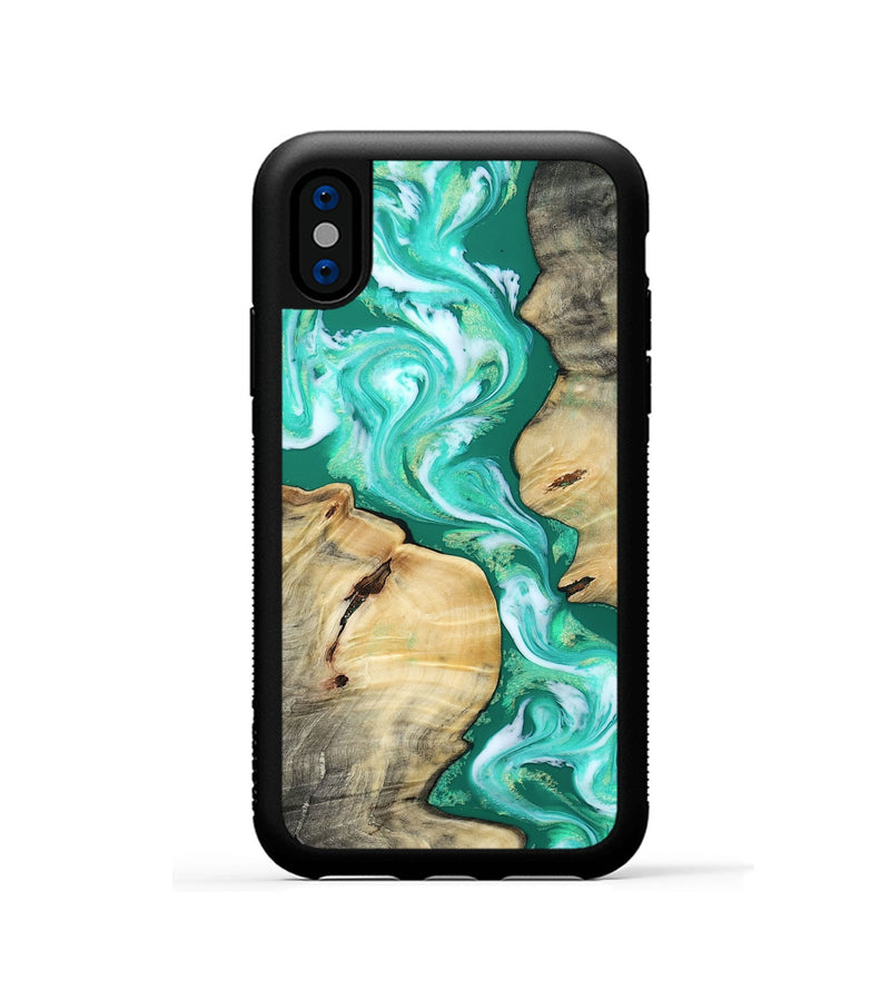 iPhone Xs Wood Phone Case - Coleen (Green, 808955)