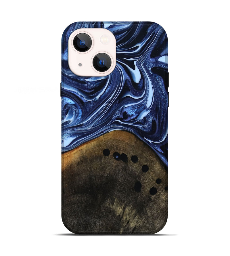 iPhone 13 Wood Live Edge Phone Case - Loraine (Blue, 808991)