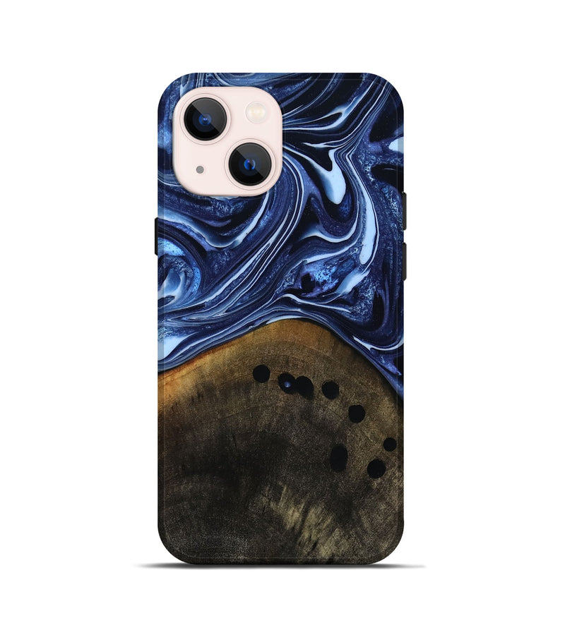 iPhone 13 mini Wood Live Edge Phone Case - Loraine (Blue, 808991)